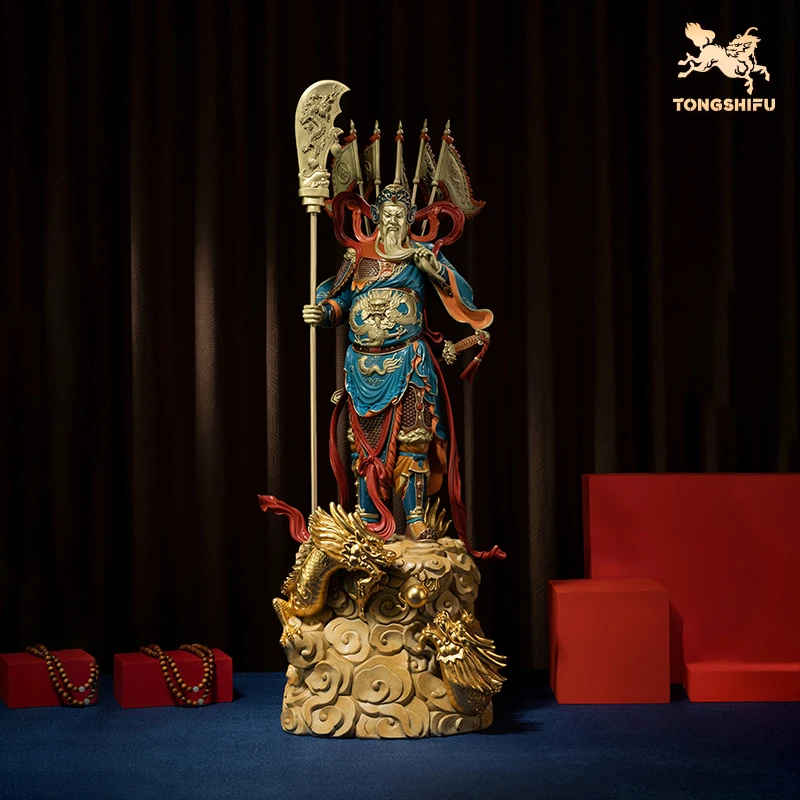 铜师傅 关云长系列作品《九龙关帝》家居饰品 铜工艺品 关公摆件