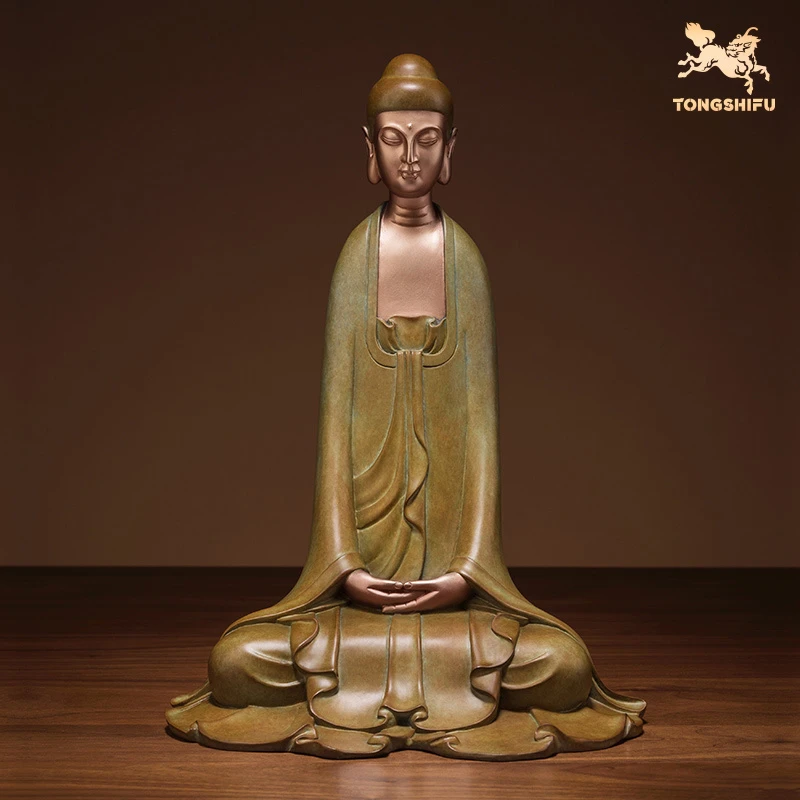 铜师傅 《禅定》客厅桌面铜佛像摆件 家居装饰工艺品