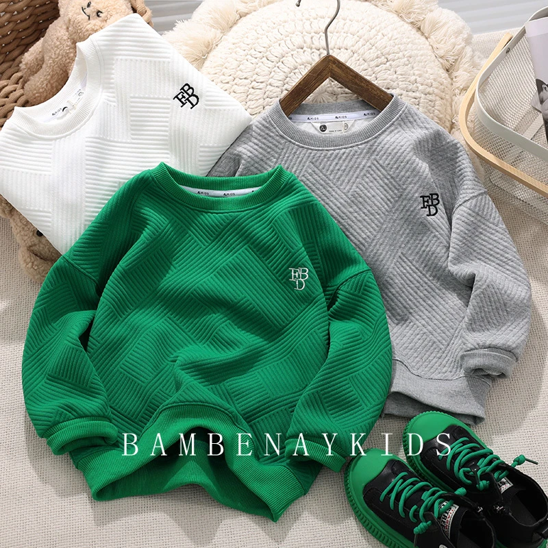 男童几何图形卫衣秋装新款儿童中大童男孩圆领时尚百搭22235