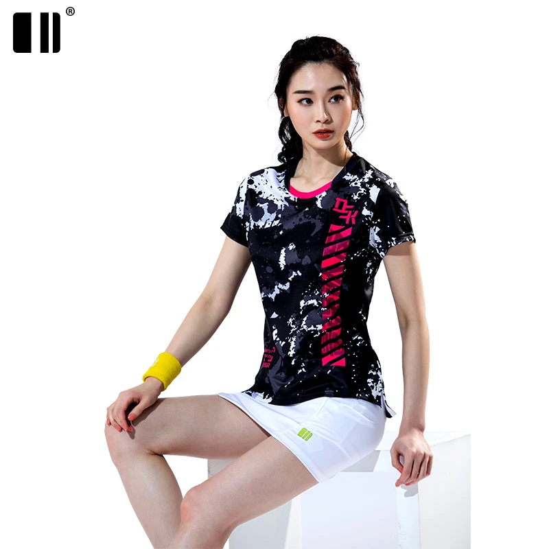 B21871单双号羽毛球服女修身网球队服上衣速干运动球衣抗粘型