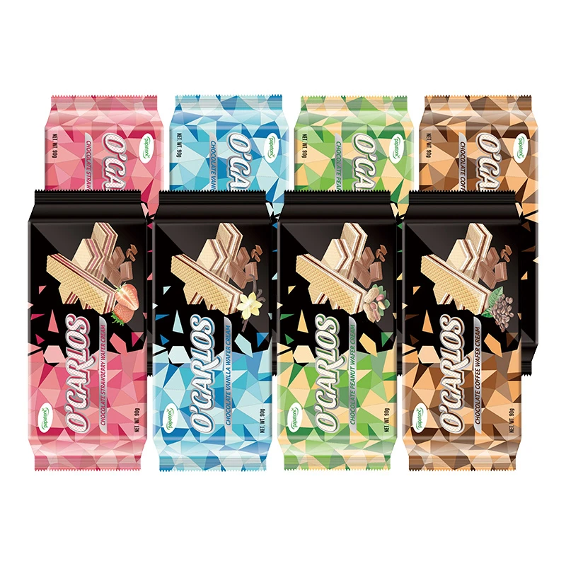 papatonk印尼进口奥嘉莱巧克力夹心威化饼干90g*8袋多口味组合