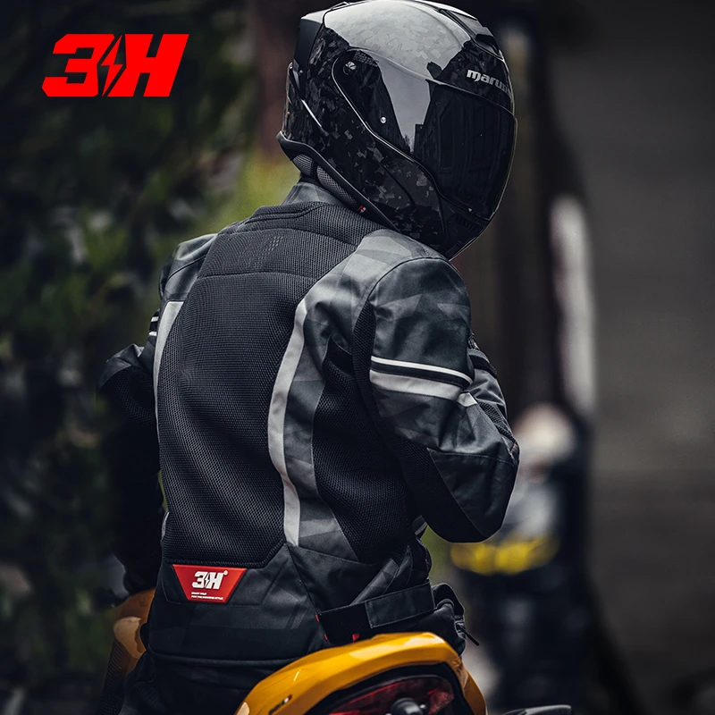 3h骑行服摩托车男夏季机车赛车服骑行装备透气防摔骑士服防护上衣