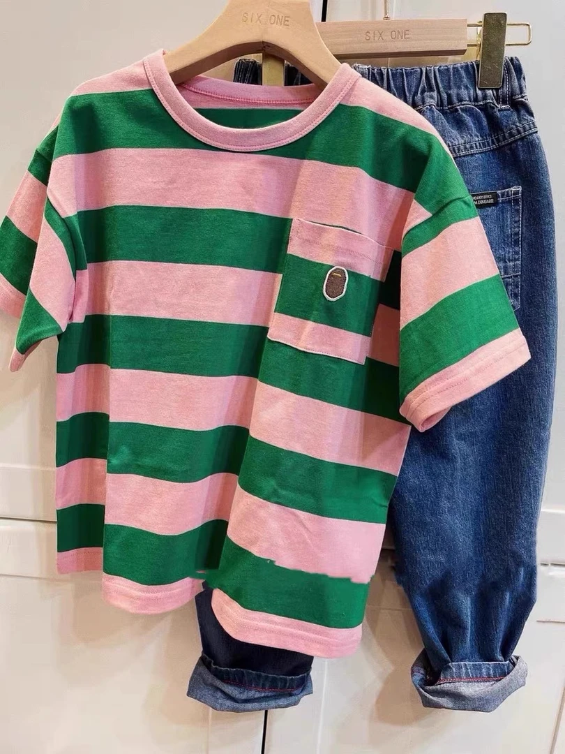 猪小菜麻麻  夏季彩条儿童上衣