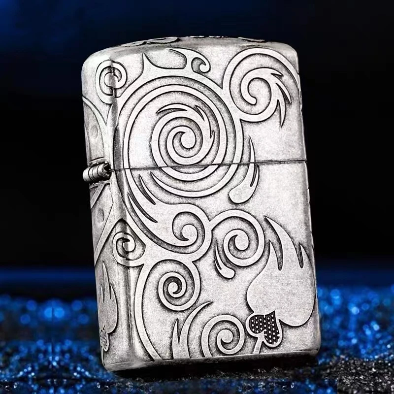 首领CHIEF 流云淬火古银煤油防风打火机收藏级男士礼物