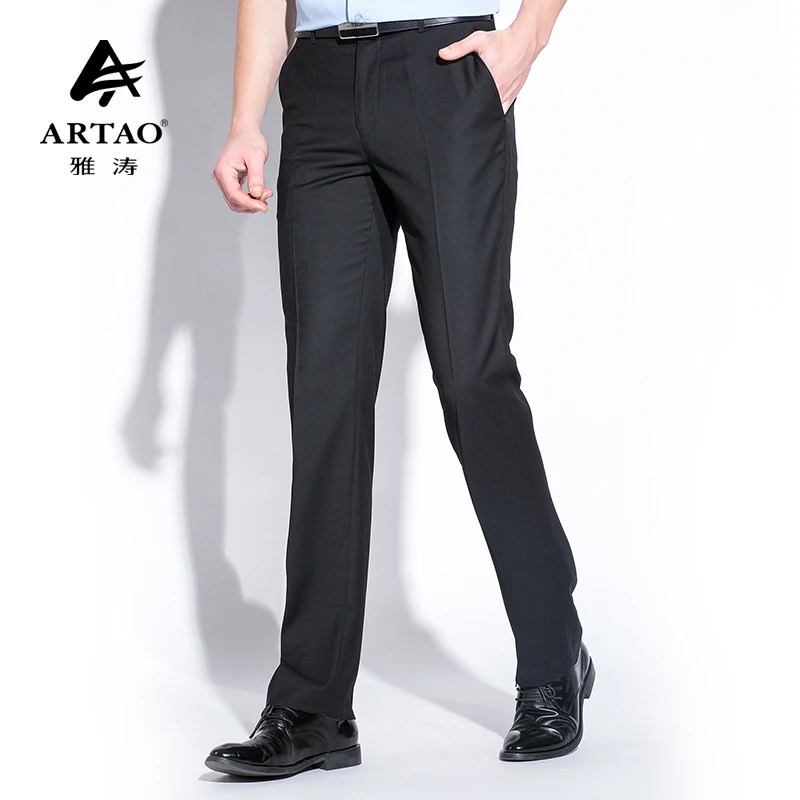 雅涛蓝/黑色男士男装西裤春夏季商务正装行政抗皱职业长裤直筒