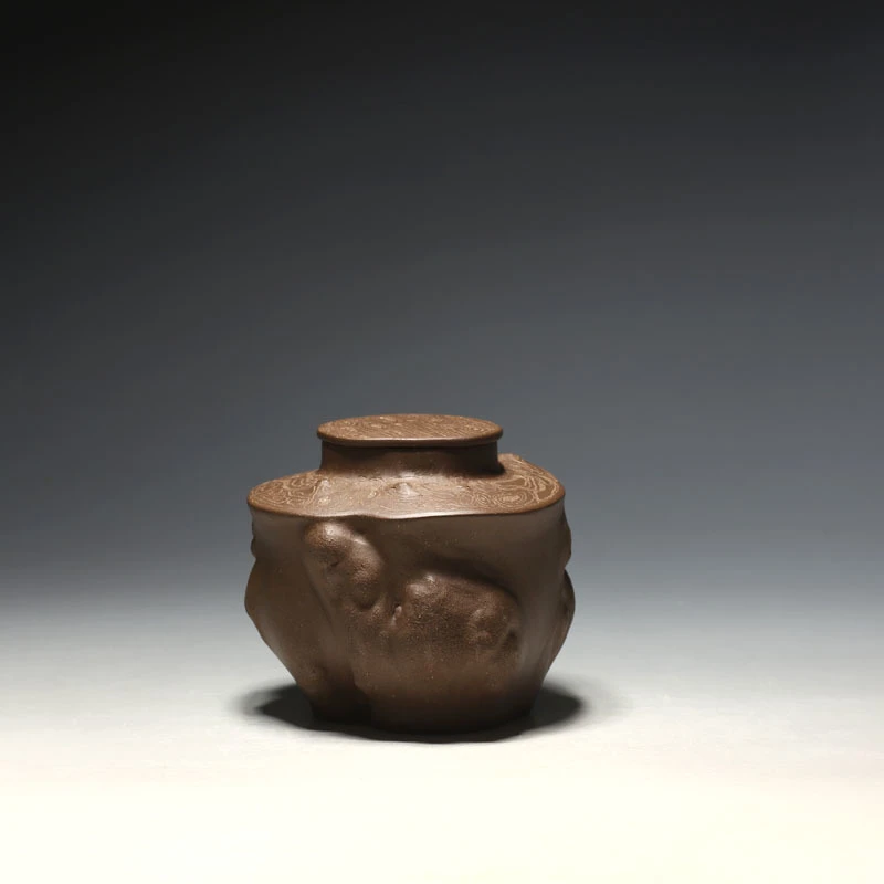 明理茶艺宜兴紫砂杨美琴全手工茶仓储茶罐纯手工紫砂茶叶罐手捏