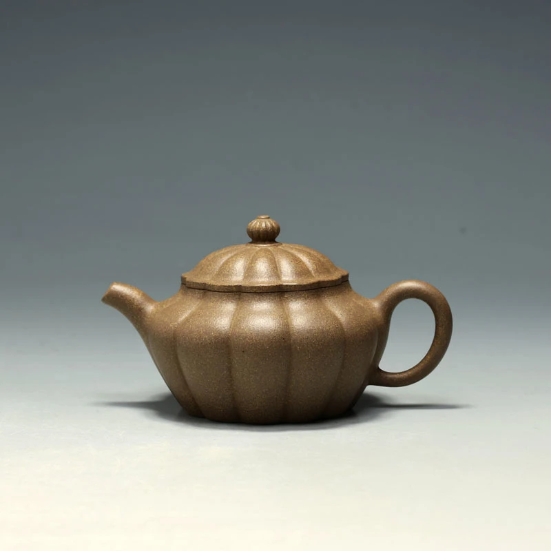 明理茶艺 宜兴紫砂壶 茶壶高凌云 筋纹器 全手工 180CC段泥清荷壶