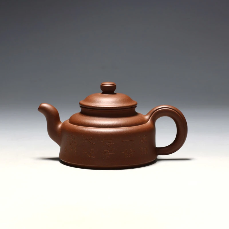 明理茶艺 吴淑英 手工 万钟壶石陶刻字 宜兴紫砂壶 茶壶