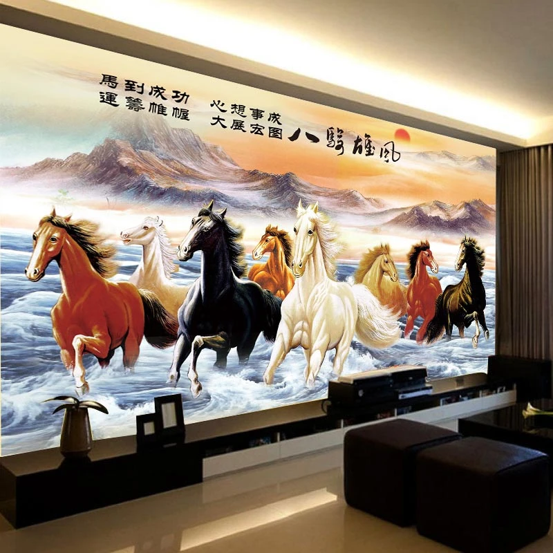 八骏图十字绣2025新款线绣客厅马到成功八匹马自己绣手工大幅满绣