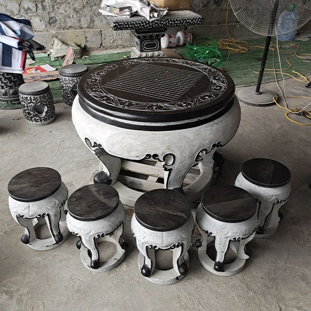 石桌石凳青石材质庭院摆件