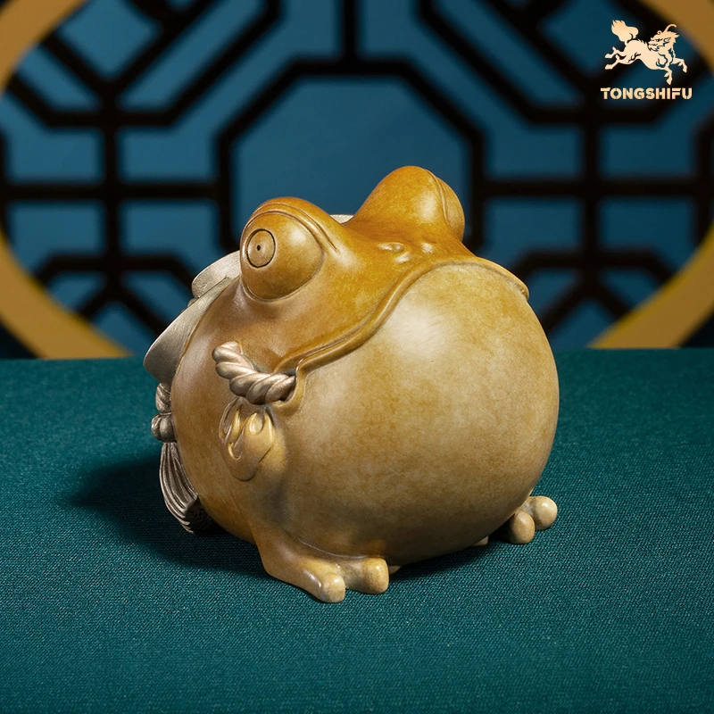 铜师傅全铜摆件《吉祥小金蟾》铜工艺品桌面礼品客厅装饰品摆件