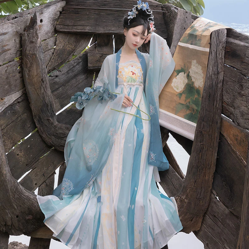 遇锦记原创汉服【慕南枝】唐制诃子裙大袖衫刺绣仙气春夏新款正品