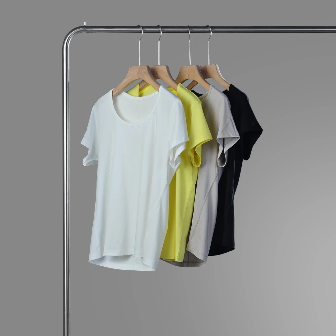 YIWEN-麦穗绣双面丝光百搭T恤TX2131休闲纯色薄款