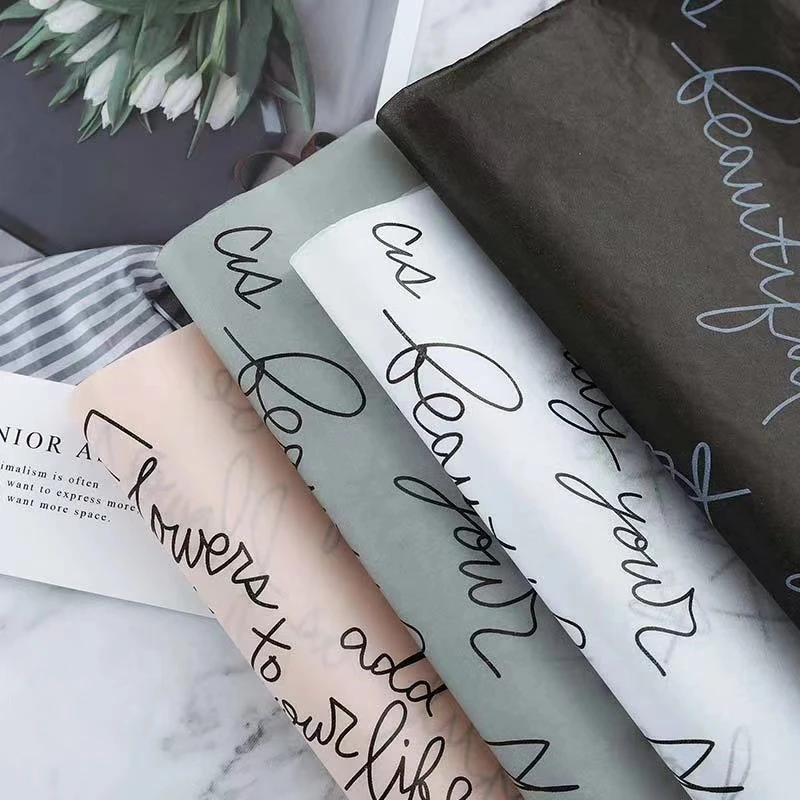 鲜花包装英文图案雪梨纸内衬