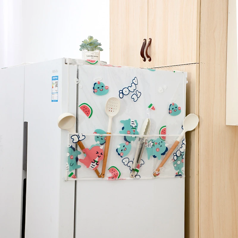 冰箱防尘罩洗衣机盖布ins风收纳防尘单双开门冰箱罩盖巾挂袋厨房