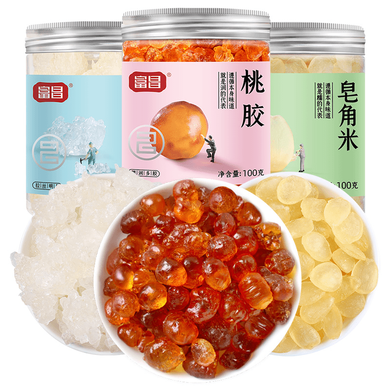 富昌 桃胶雪燕皂角米组合 300g 桃花泪雪莲子银耳羹伴侣炖煮胶质