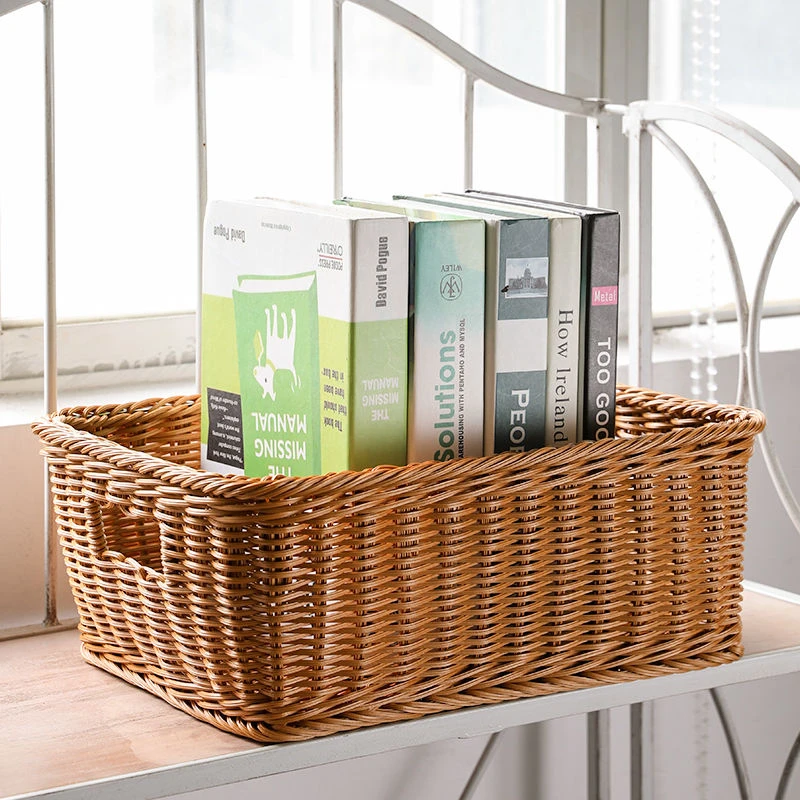 家好点手工编收纳筐桌面杂物篮整理篮仿藤编书本杂志住储物筐大号