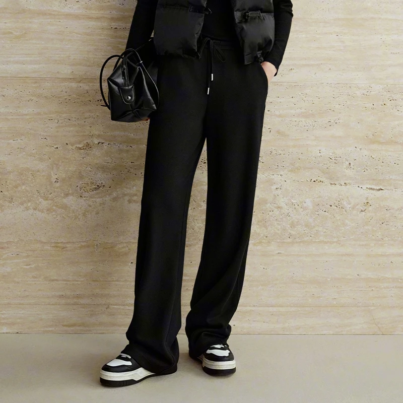 【裤子】艾诺丝雅诗 高腰系带针织裤40933192