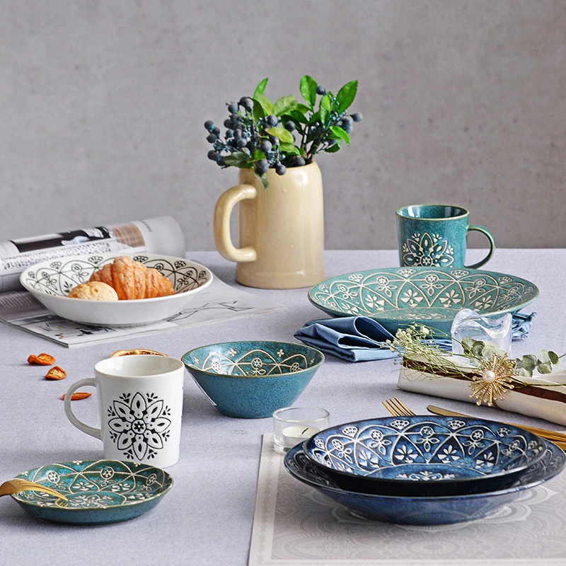 有谷窑日本进口摩洛哥风马克杯牛奶杯意面盘沙拉碗家用米饭碗汤碗