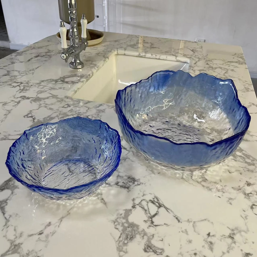 玻璃碗ins风家用客厅中号茶几水果冰川碗沙拉碗BL460