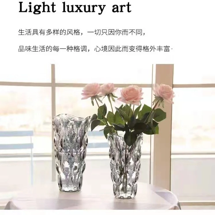 美式轻奢水晶生活玻璃花瓶客厅酒店插花装饰花器
