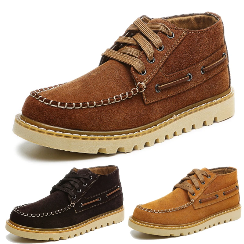 特价牛皮男靴板鞋潮流夏季短靴工装靴防水马丁靴方头伐木鞋子
