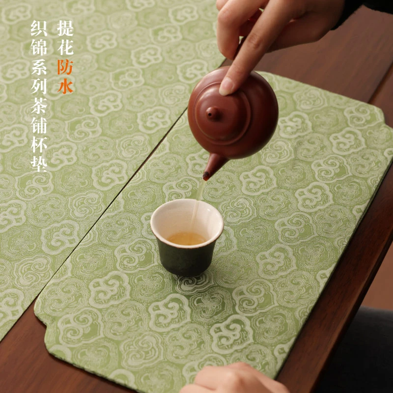拾舍织锦如意竹节茶铺杯垫系列家用中式中国风茶道干泡壶垫茶席