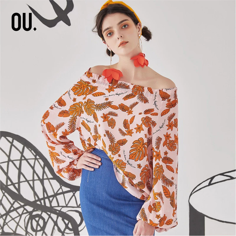 【商场同款】OU.FASHION/欧点优雅碎花通勤上衣1201123014
