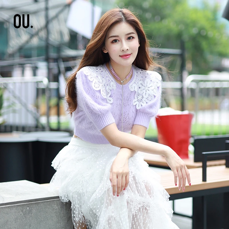 【商场同款】OU.FASHION/欧点甜美优雅毛衣针织衫显瘦1213171001