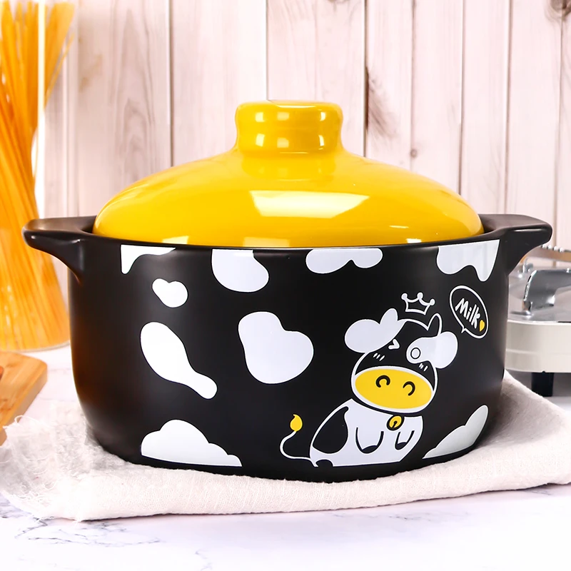 【自营】4L奶牛砂锅家用煤气灶炖锅燃气煲汤锅耐高温耐热烹饪砂锅