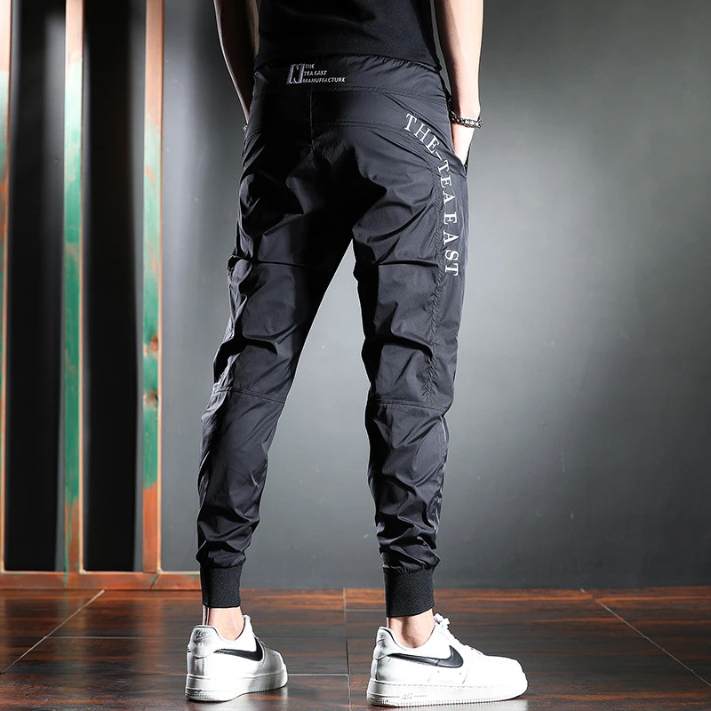 秋冬休闲裤子男士弹力运动裤潮牌束脚裤刺绣速干裤男生休闲裤男