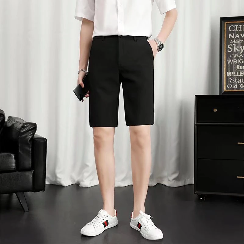 2025夏季5分直筒短裤帅气修身休闲小西裤百搭男士免烫中裤子潮