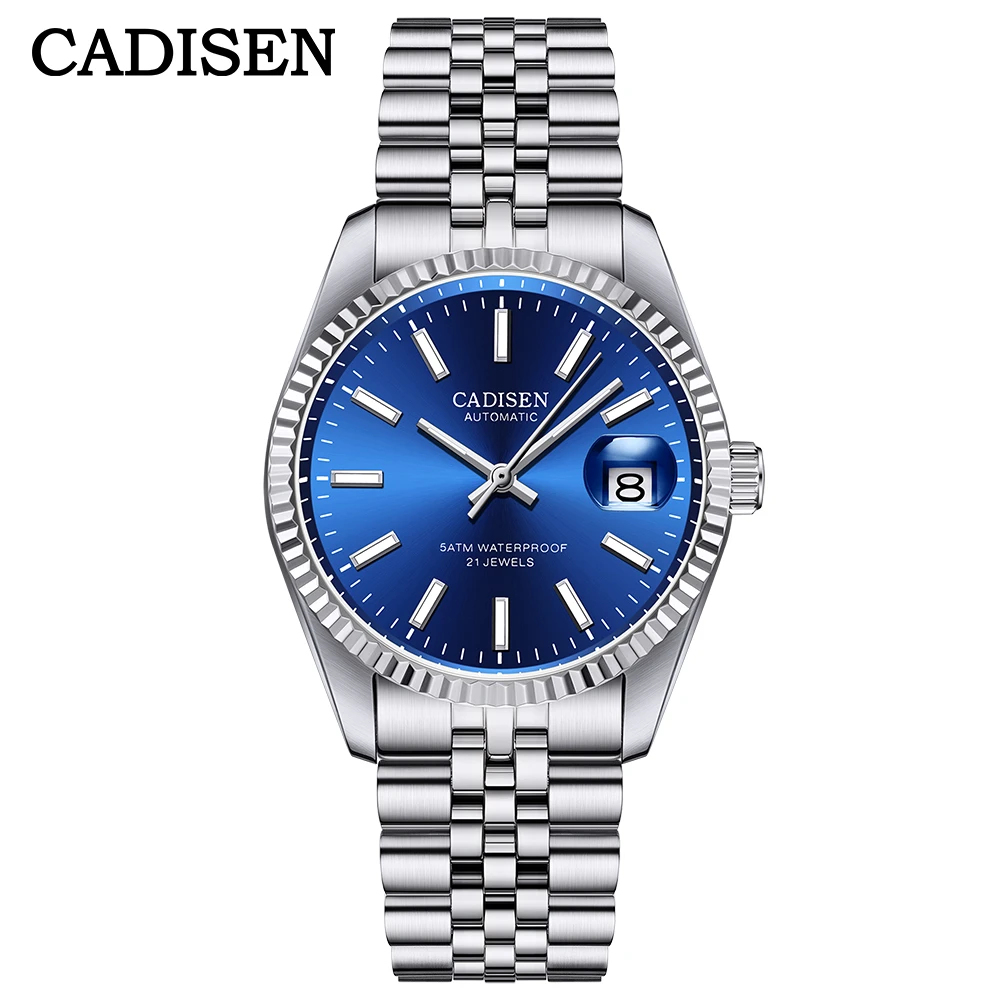 Cadisen/卡迪森新品商务表进口机芯日志型防水夜光不锈钢男机械表