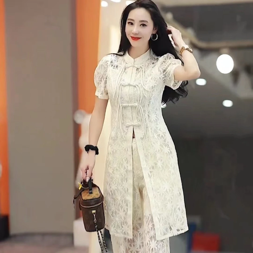 (敏儿推荐)欧货蕾丝盘扣套装