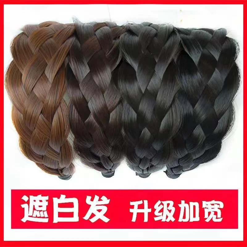 加宽盖手工白发发箍假发发箍仿真发卡妈妈辫子头饰发夹
