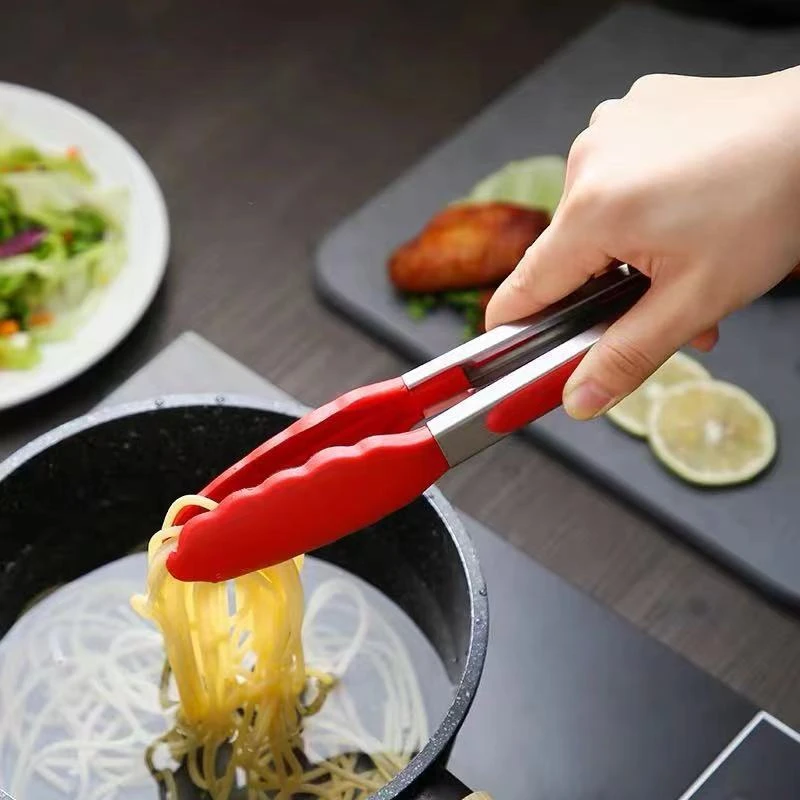 【新疆包邮】食品夹厨房加厚硅胶烤肉夹子不锈钢耐高温防烫食物夹子
