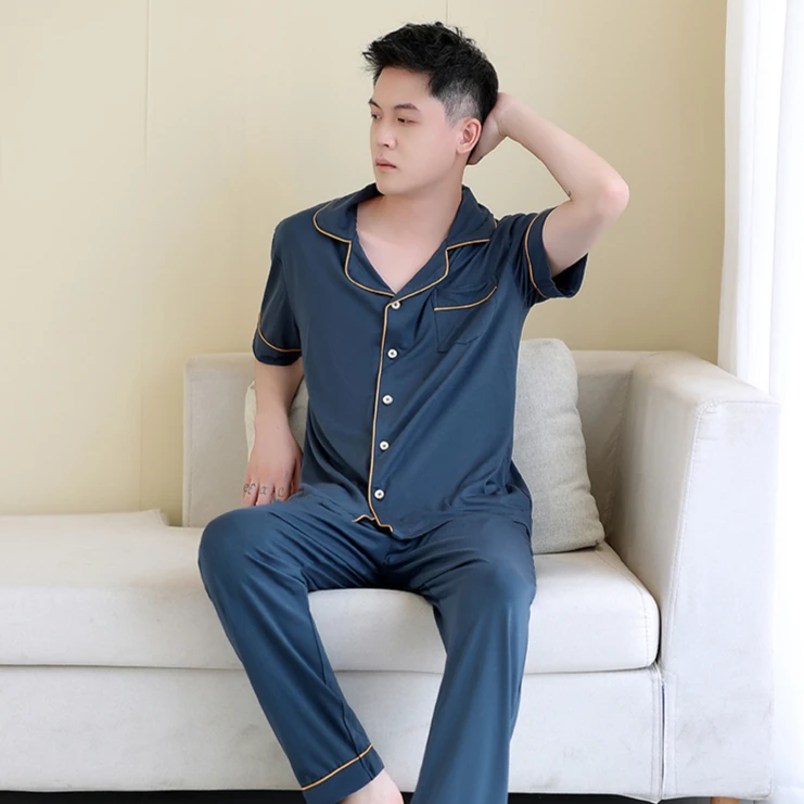 【兰精莫代尔棉】男士男款睡衣夏季薄款短袖套装春秋款家居服