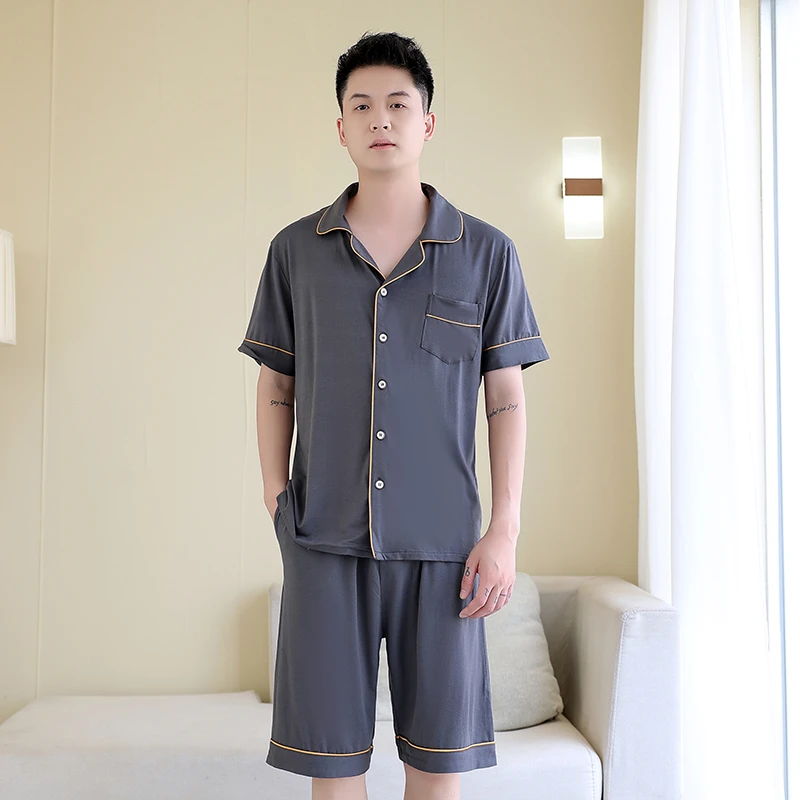 【兰精莫代尔棉】男士睡衣夏季薄款高定莫代尔短袖短裤套装家居服