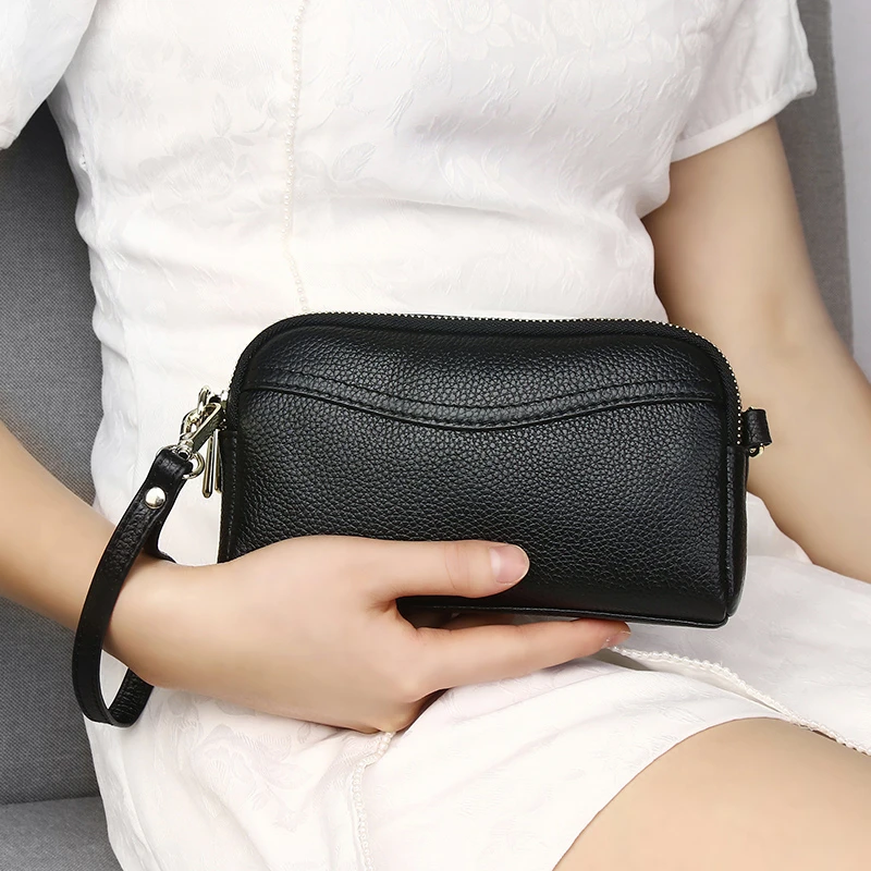 真皮小挎包牛皮小包双拉链软皮2025两用斜挎手拿包女士斜挎包