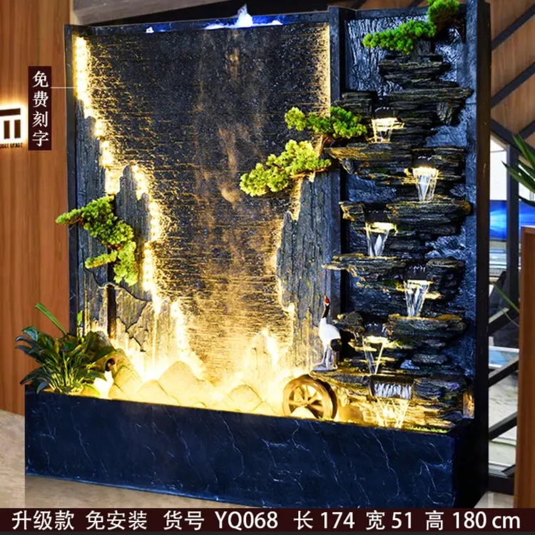 水幕墙墙假山流水摆件屏风装饰公司酒店会所别墅庭院落地景观