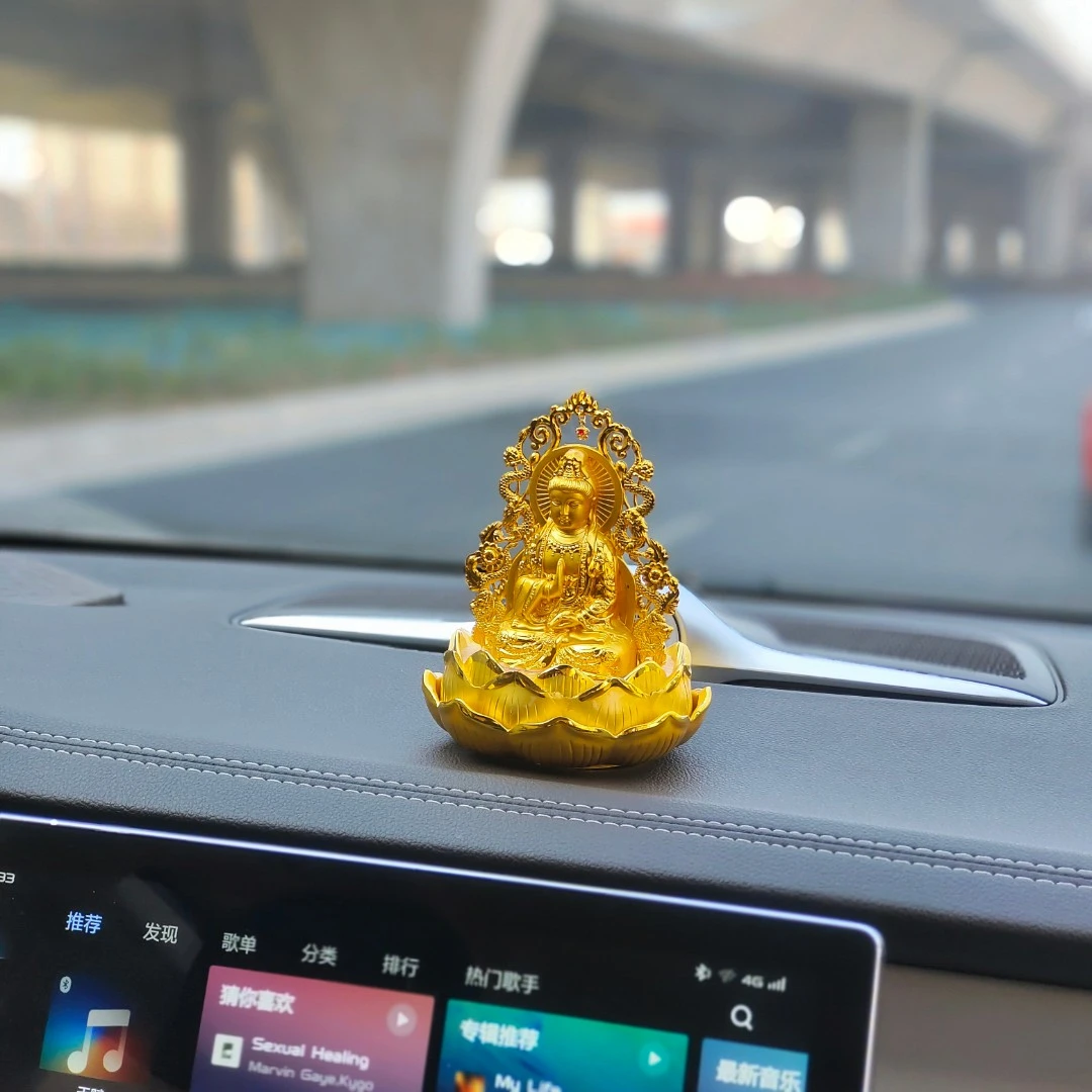 新款高档双龙红钻合金观音汽车摆件香水吸管防滑垫喜欢life