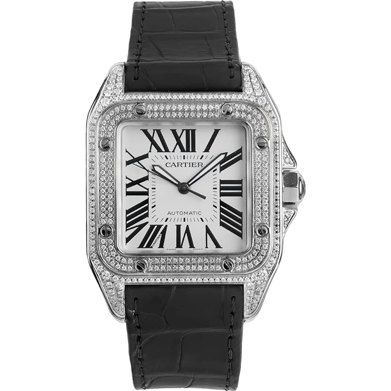 99新 Cartier/卡地亚 山度士/后镶钻/自动机械/女表W20106X8腕表