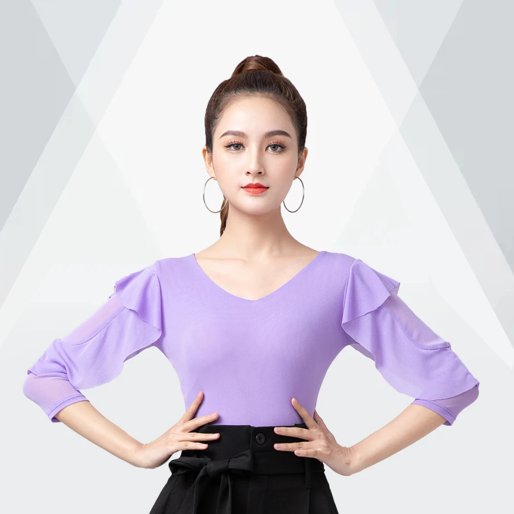 现代舞服拉丁舞上衣女士2023新款练功服连体成人吉特巴国标摩登舞