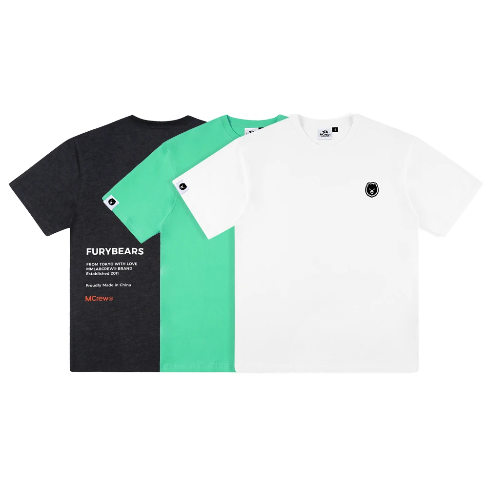 MCREW FURYBEARS logo白色湖绿黑麻灰刺绣印花圆领短袖T恤TEE