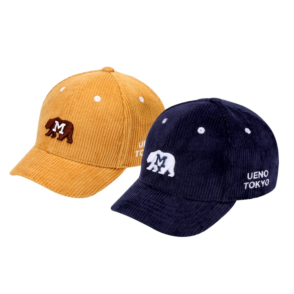 MCREW CABEAR加州熊logo刺绣卡其藏青蓝色灯芯绒短檐弯沿棒球帽