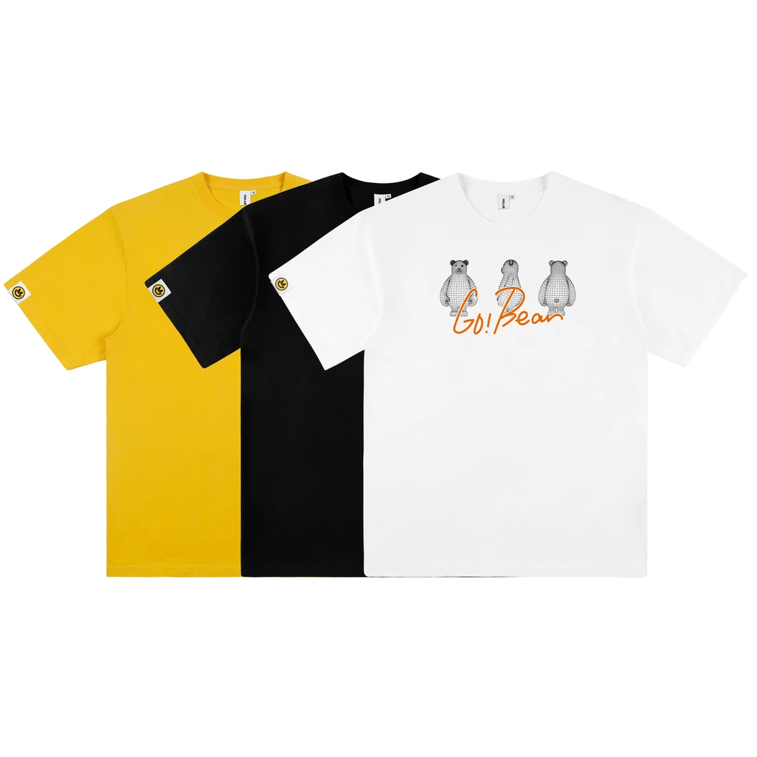 MMLABCREW DMBEAR系列三维风格印花白色黑色黄色圆领短袖T恤