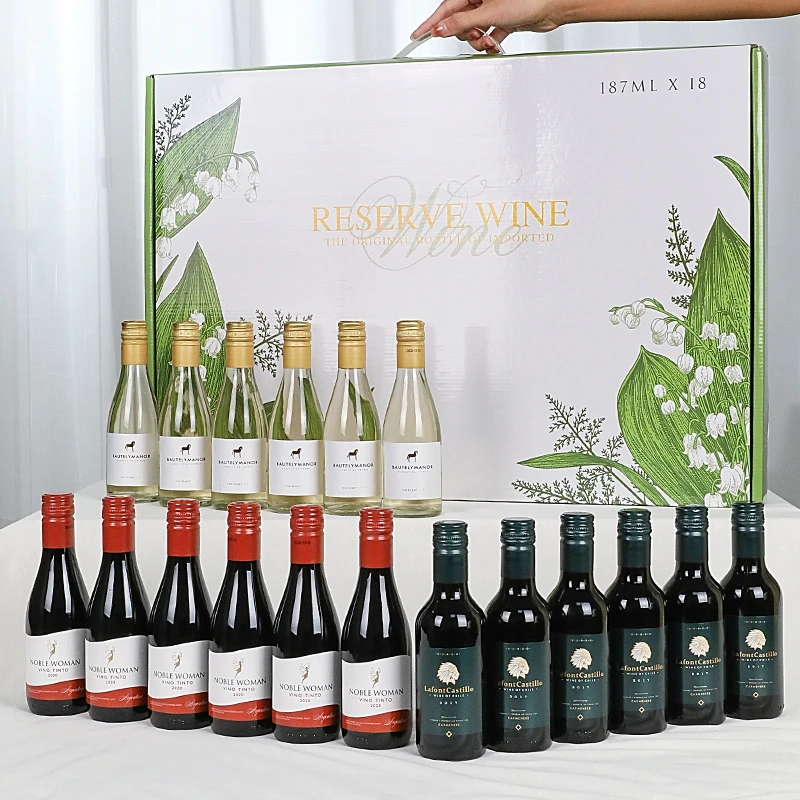 【原瓶进口】柏特利雅干白贵丽人半甜红干红葡萄酒组合187ml18瓶