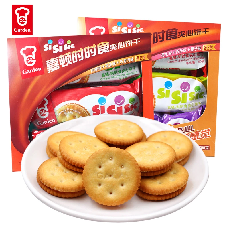 嘉顿时时食夹心饼300g花生柠乐巧克力椰子味网红休闲零食小吃热款