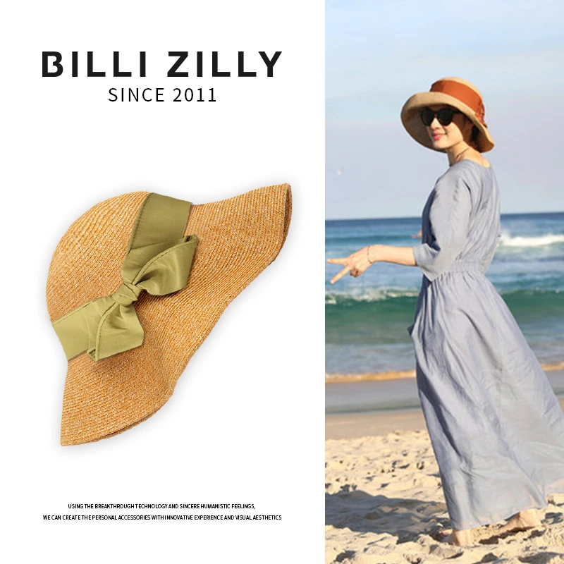 草帽百搭帽子女夏防晒日本UVcut遮阳帽太阳可折叠渔夫帽