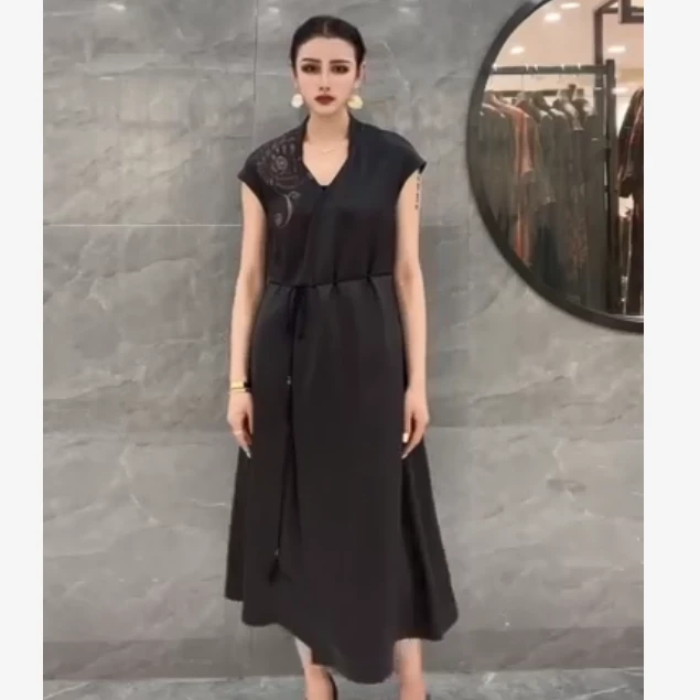 SENBIYAO/森比垚 2121#香云纱连衣裙春夏超显瘦连衣裙